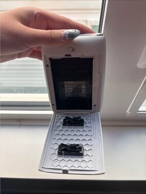 Fujifilm White Instant Camera Film Compartment Open